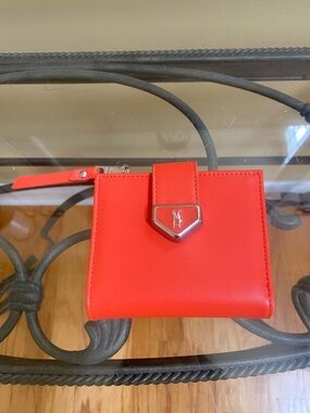 Steve Madden Orange small  Wallet with Silver Logo Accent zip coin